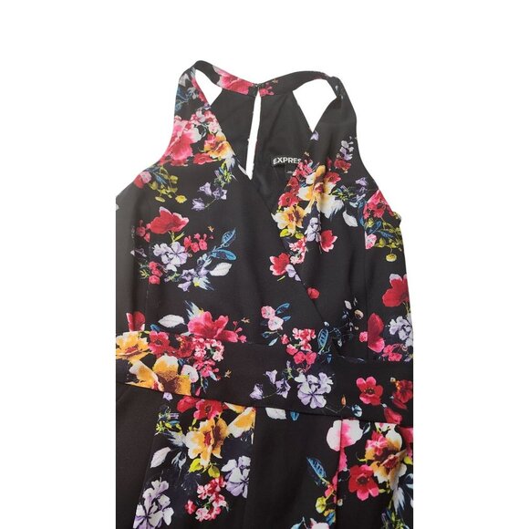Express Dark Floral Belted Romper - Picture 3 of 15